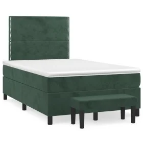 Cama box spring con colchón terciopelo verde oscuro 120x190 cm de , Camas y somieres - Ref: Foro24-3270466, Precio: 438,70 €,...