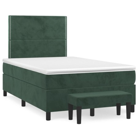 Cama box spring con colchón terciopelo verde oscuro 120x190 cm de , Camas y somieres - Ref: Foro24-3270466, Precio: 415,45 €,...