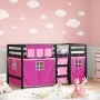 High bed for children with pink pine wood curtains 80x200 cm by , Beds and slatted bases - Ref: Foro24-3283816, Price: 182,79...