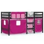 High bed for children with pink pine wood curtains 80x200 cm by , Beds and slatted bases - Ref: Foro24-3283816, Price: 182,79...