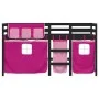 High bed for children with pink pine wood curtains 80x200 cm by , Beds and slatted bases - Ref: Foro24-3283816, Price: 182,79...