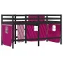 High bed for children with pink pine wood curtains 80x200 cm by , Beds and slatted bases - Ref: Foro24-3283816, Price: 182,79...