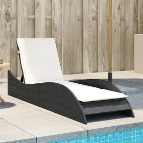 Liegestuhl mit schwarzem Kunststoff-Rattan-Kissen 60x205x73 cm von , Liegen - Ref: Foro24-368278, Preis: 152,17 €, Rabatt: %