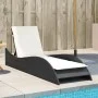 Tumbona con cojín ratán sintético negro 60x205x73 cm by , Loungers - Ref: Foro24-368278, Price: 152,17 €, Discount: %