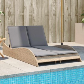 Tumbona con cojines ratán sintético beige 114x205x73 cm de , Tumbonas - Ref: Foro24-368290, Precio: 273,18 €, Descuento: %