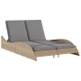 Tumbona con cojines ratán sintético beige 114x205x73 cm de , Tumbonas - Ref: Foro24-368290, Precio: 273,18 €, Descuento: %