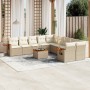 Set de sofás de jardín 11pzas con cojines ratán sintético beige en Conjuntos de jardín | Comprar online en Foru.es