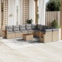 Set de sofás de jardín 11pzas con cojines ratán sintético beige en Conjuntos de jardín | Comprar online en Foru.es