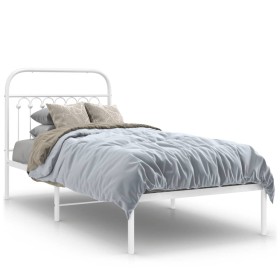 Estructura de cama de metal con cabecero blanco 90x190 cm de , Camas y somieres - Ref: Foro24-376641, Precio: 80,45 €, Descue...