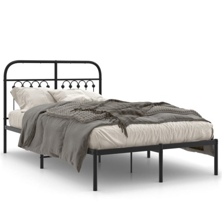 Estructura de cama con cabecero metal negro 120x200 cm de , Camas y somieres - Ref: Foro24-376598, Precio: 118,96 €, Descuent...