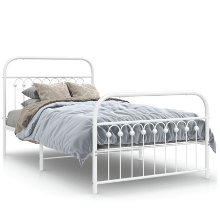 Estructura cama metal con cabecero y pie cama blanca 100x200 cm de , Camas y somieres - Ref: Foro24-376662, Precio: 96,62 €, ...