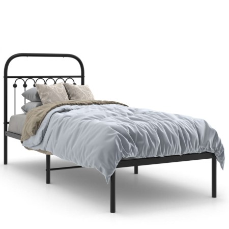 Estructura de cama con cabecero metal negro 80x200 cm de , Camas y somieres - Ref: Foro24-376591, Precio: 78,36 €, Descuento: %