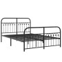 Estructura cama con cabecero y estribo metal negro 137x190 cm de , Camas y somieres - Ref: Foro24-376617, Precio: 121,31 €, D...