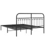 Estructura de cama con cabecero metal negro 160x200 cm de , Camas y somieres - Ref: Foro24-376603, Precio: 128,04 €, Descuent...
