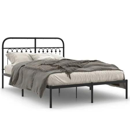 Bettgestell mit schwarzem Metall-Kopfteil 140x200 cm von , Betten und Lattenroste - Ref: Foro24-376601, Preis: 121,10 €, Raba...