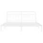 Estructura de cama de metal con cabecero blanco 193x203 cm de , Camas y somieres - Ref: Foro24-376655, Precio: 136,83 €, Desc...