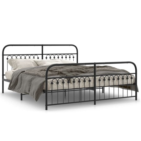 Estructura de cama cabecero y estribo metal negro 183x203 cm de , Camas y somieres - Ref: Foro24-376622, Precio: 164,74 €, De...
