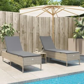 Tumbonas con cojines 2 unidades ratán sintético beige de , Tumbonas - Ref: Foro24-3261590, Precio: 295,76 €, Descuento: %