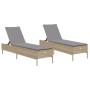 Tumbonas con cojines 2 unidades ratán sintético beige de , Tumbonas - Ref: Foro24-3261590, Precio: 301,01 €, Descuento: %