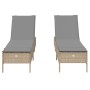 Tumbonas con cojines 2 unidades ratán sintético beige de , Tumbonas - Ref: Foro24-3261590, Precio: 301,01 €, Descuento: %