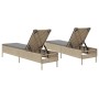 Tumbonas con cojines 2 unidades ratán sintético beige de , Tumbonas - Ref: Foro24-3261590, Precio: 301,01 €, Descuento: %