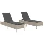 Tumbonas con cojines 2 unidades ratán sintético gris claro de , Tumbonas - Ref: Foro24-3261592, Precio: 299,29 €, Descuento: %