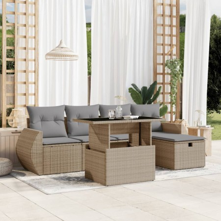 Juego de sofás jardín con cojines 6 pzas ratán sintético beige de , Conjuntos de jardín - Ref: Foro24-3275129, Precio: 414,75...