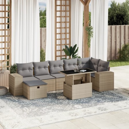 Set de sofás de jardín y cojines 8 piezas ratán sintético beige de , Conjuntos de jardín - Ref: Foro24-3275309, Precio: 555,9...