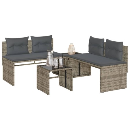 Set de sofás de jardín 4 pzas y cojines ratán sintético gris de , Conjuntos de jardín - Ref: Foro24-4003880, Precio: 286,50 €...