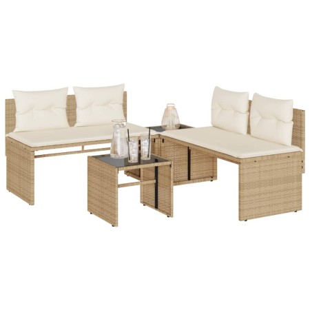 Juego de sofás jardín con cojines 4 pzas ratán sintético beige de , Conjuntos de jardín - Ref: Foro24-4003882, Precio: 286,50...