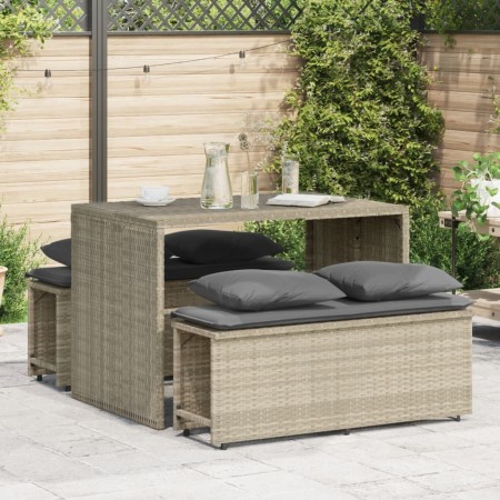Set comedor de jardín 3 pzas cojines ratán sintético gris claro de , Conjuntos de jardín - Ref: Foro24-4003907, Precio: 247,4...