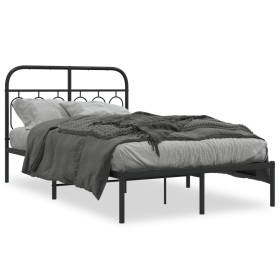 Estructura de cama con cabecero metal negro 120x200 cm de , Camas y somieres - Ref: Foro24-377115, Precio: 110,67 €, Descuent...