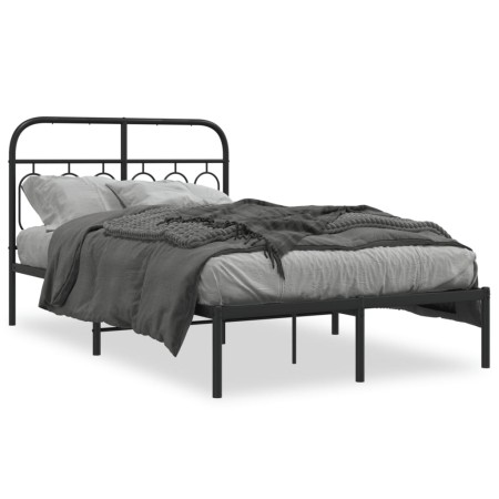 Estructura de cama con cabecero metal negro 120x200 cm de , Camas y somieres - Ref: Foro24-377115, Precio: 110,67 €, Descuent...