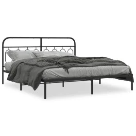 Bed frame with black metal headboard 160x200 cm by , Beds and slatted bases - Ref: Foro24-377120, Price: 127,57 €, Discount: %