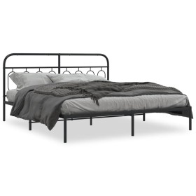 Estructura de cama con cabecero metal negro 183x213 cm de , Camas y somieres - Ref: Foro24-377122, Precio: 113,82 €, Descuent...