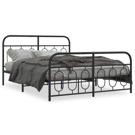 Estructura de cama cabecero y estribo metal negro 135x190 cm de , Camas y somieres - Ref: Foro24-377134, Precio: 118,89 €, De...