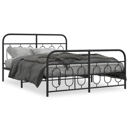 Estructura de cama cabecero y estribo metal negro 140x200 cm de , Camas y somieres - Ref: Foro24-377136, Precio: 143,58 €, De...