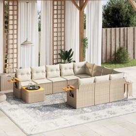 Set de sofás de jardín 11pzas con cojines ratán sintético beige en Conjuntos de jardín | Comprar online en Foru.es