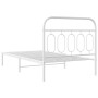 Estructura de cama de metal con cabecero blanco 100x190 cm de , Camas y somieres - Ref: Foro24-377160, Precio: 69,09 €, Descu...