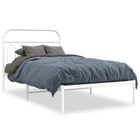 Estructura de cama de metal con cabecero blanco 107x203 cm de , Camas y somieres - Ref: Foro24-377162, Precio: 77,22 €, Descu...