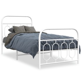 Estructura cama metal con cabecero y pie cama blanca 90x190 cm de , Camas y somieres - Ref: Foro24-377176, Precio: 80,15 €, D...
