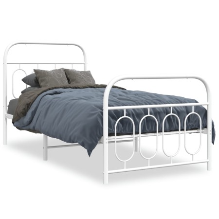 Estructura cama metal con cabecero y pie cama blanca 90x190 cm de , Camas y somieres - Ref: Foro24-377176, Precio: 80,15 €, D...