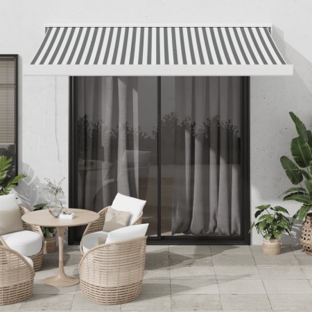 Toldo retráctil aluminio y tela gris antracita y blanco 3x2,5 m de , Toldos - Ref: Foro24-3216123, Precio: 366,06 €, Descuent...