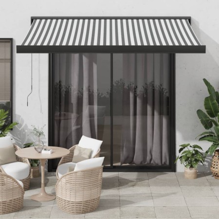Toldo retráctil aluminio y tela gris antracita y blanco 3x2,5 m de , Toldos - Ref: Foro24-3216128, Precio: 410,65 €, Descuent...