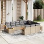 Set de sofás de jardín 11pzas con cojines ratán sintético beige en Conjuntos de jardín | Comprar online en Foru.es