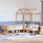 Set de cama y banco con techo madera maciza de pino 90x200 cm de , Camas y somieres - Ref: Foro24-3282174, Precio: 312,52 €, ...