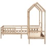 Set de cama y banco con techo madera maciza de pino 90x200 cm de , Camas y somieres - Ref: Foro24-3282174, Precio: 312,52 €, ...