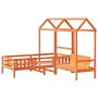 Set de cama y banco con techo madera de pino marrón 90x200 cm de , Camas y somieres - Ref: Foro24-3282176, Precio: 321,13 €, ...