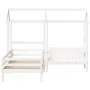 Set de cama y banco con techo maciza de pino blanco 90x190 cm de , Camas y somieres - Ref: Foro24-3282181, Precio: 349,15 €, ...