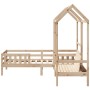 Set de cama y banco con techo madera maciza de pino 75x190 cm de , Camas y somieres - Ref: Foro24-3282183, Precio: 272,19 €, ...